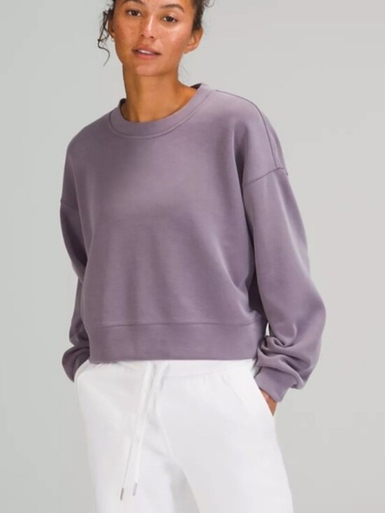 lululemon athletica Tops - Lululemon Perfectly Oversized Cropped Lavender Crewneck Sweatshirt Size 6